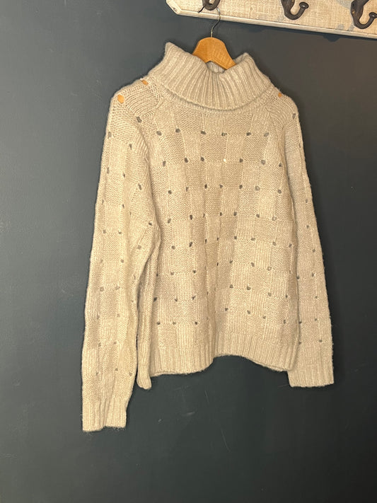 Pull col roulé taupe